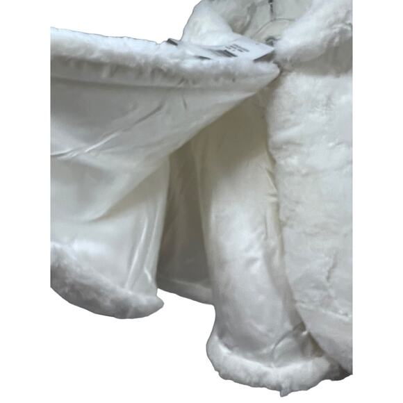 Nina Leonard White Faux Fur Capelet Wrap Jacket Coat Small Button Up Bling New - Picture 5 of 11